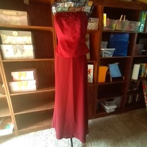 David's Bridal Red Strapless Dress for Elegant Occasions